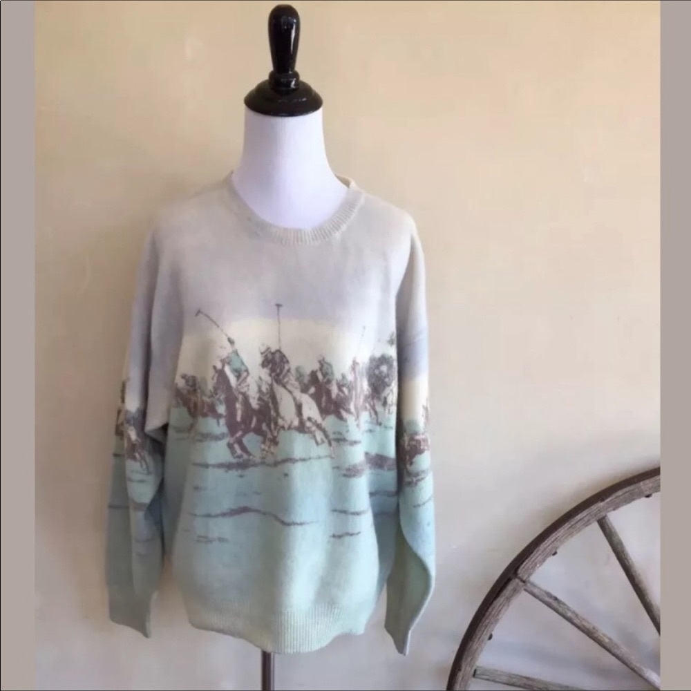 RALPH LAUREN 80's Equestrian Polo Sweater XL USA!